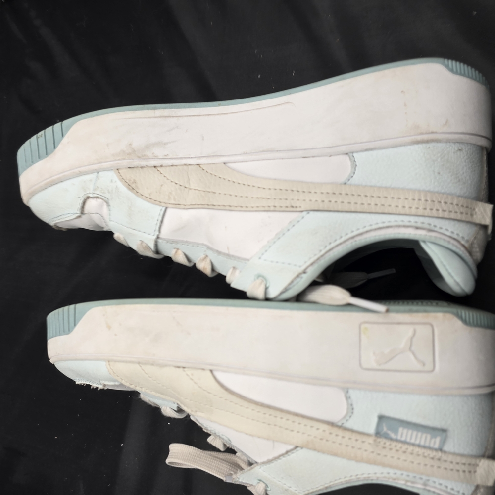 Puma Women's White and Light Blue Sneakers
